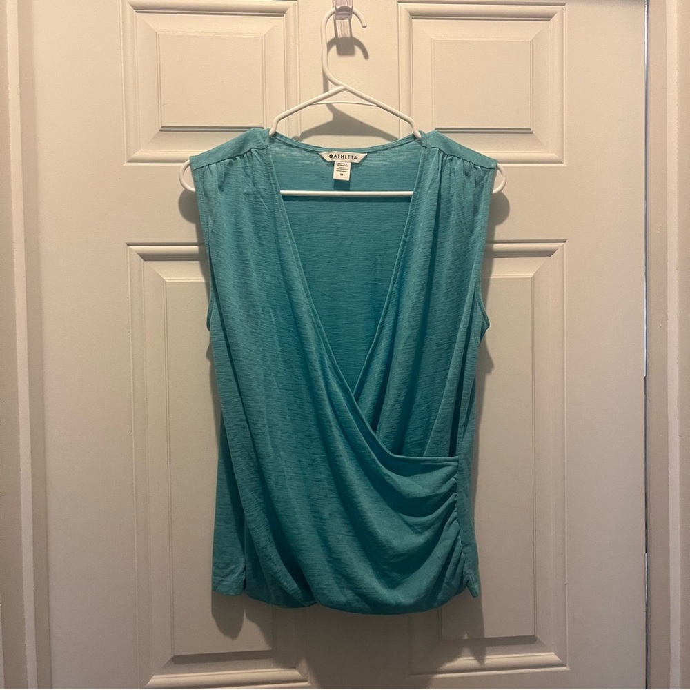 Athleta Teal Sleeveless Women's Lightweight Wrap Top